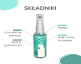 Składniki preparatu Skinatrin: octan tokoferolu, pantenol, gliceryna, olejek z drzewa herbacianego.