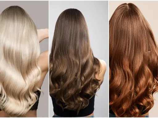 Trzy kobiety prezentują fryzury: blond, brązowe i rude. Włosy są pięknie ułożone, z widocznym efektem stopniowane a cieniowane, nadającym im lekkości i objętości.