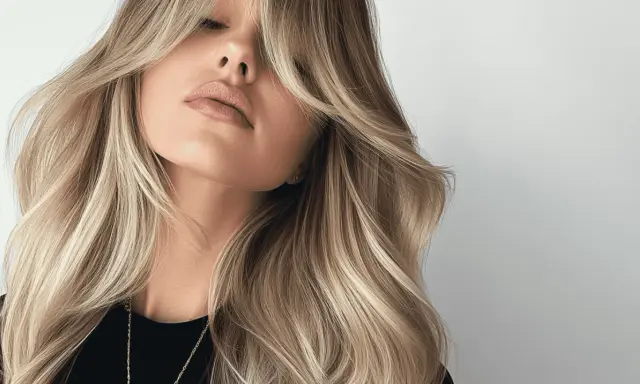 Kobieta z blond włosami i lekka grzywka na boki, podkreślająca jej delikatne rysy.